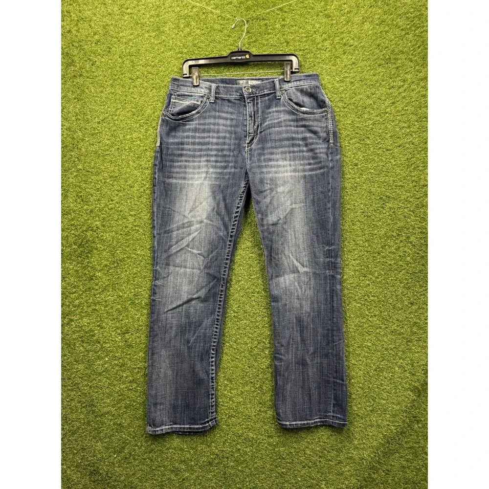 BKE Jeans Mens 36 R Tyler Straight Leg Dark Wash Buckle Stretch Denim Y2K Casual